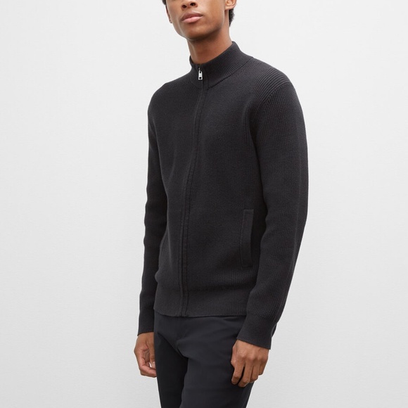 Ribbed Full Zip Jacket - New With Tags - NEVER WORN - Black - Picture 4 of 5